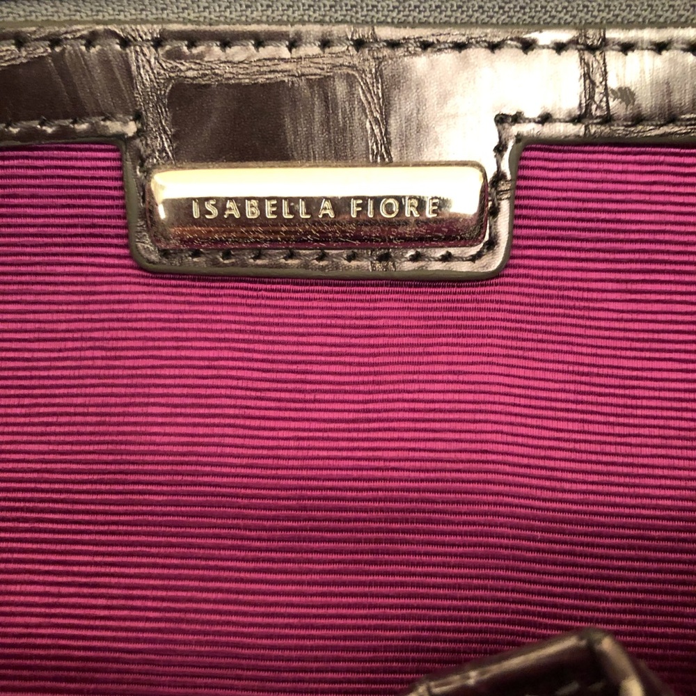 Isabella Fiore Silver Beaded Snakeskin Print Leather Bag/Clutch - Picture 7 of 8